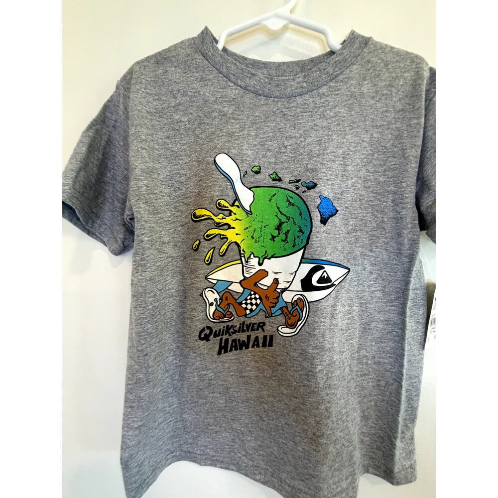 NWT Quiksilver Boys 4T Hawaii Surf Graphic Tee Gray Toddler Shirt